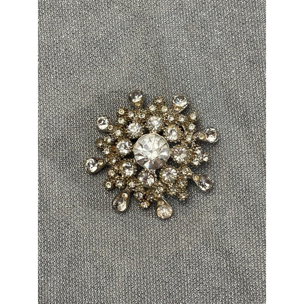 Vintage 50s Rhinestone Brooch 1950s Retro Glam Mid Century Bridal Engagement Pin